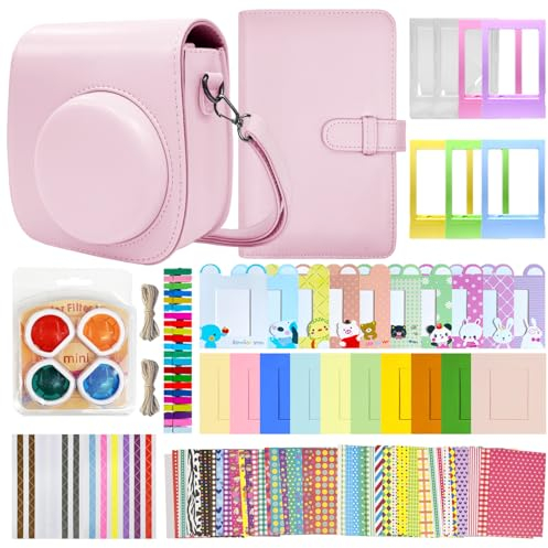 Accesorios para cámaras instantáneas compatibles con Instax Mini 12/ Mini 11/ Mini 9 Cámara instantánea, incluye bolsa de cámara, álbum adhesivo para marco, pegatinas para esquinas, marcos de fotos,