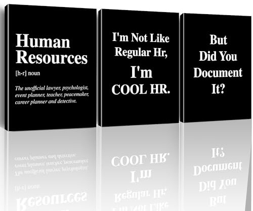 Hijie Human Resources Office Decor HR Wandkunst Leinwanddrucke gerahmtes Kunstwerk Home Office Wohnzimmer Dekorationen, HR Geschenke, 3 Paneele, Schwarz, Hijie1001