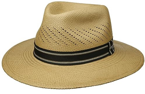 Stetson Chapeau Panama Vented Crown Traveller Femme/Homme - Made in Ecuador d'été de Soleil en Paille Printemps-été Été - L (58-59 cm) Beige