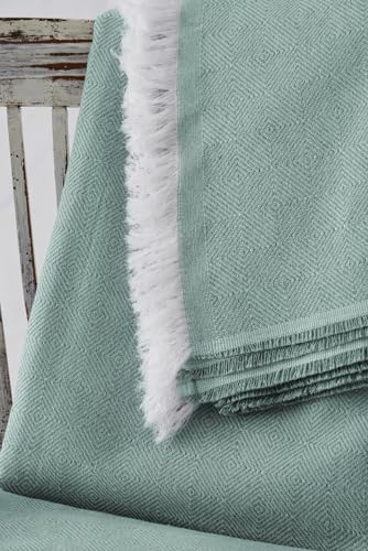 Textil-home Bettüberwurf, Mehrzweck/Plaid 230 x 285cm Dante - Eignet Sich als Sofaüberwurf und auch als Tagesdecke. Farbe Aquamarin