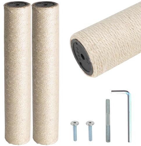 Dimaka Poste rascador de repuesto para gatos, cartón y sisal natural (beige, 2 postes, 34 cm)
