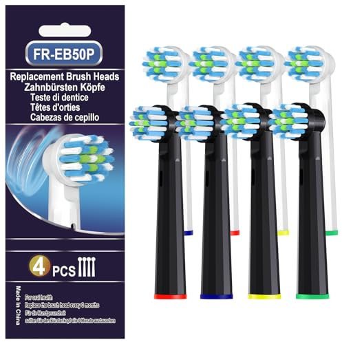 Intelligente Reinigungs-Ersatzköpfe kompatibel mit Braun Oral B Pro 1000/7000/9600, 8 Stück Bürstenköpfe, kompatibel mit Oral B Genius X und Smart 1500 Elektrische Zahnbürste (Schwarz + Weiß)