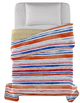 Italian Bed Linen Fantasy Couette d'été imprimée, Microfibre, Rayures, 220 x 270 cm