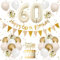 Sand White Gold & Beige Gold 60th Birthday Decorations - Banner, Balloons, Cake Toppers & More