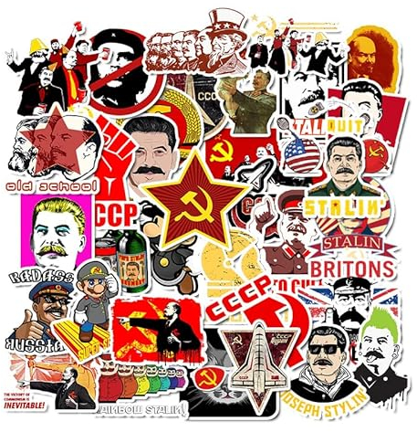 Russland Aufkleber 50 Stück, Sowjetunion Stalin CCCP Vintage Stickers Retro Vinyl Etiketten für Koffer Laptop Helm Skateboard Fahrrad Wasserfeste Deko