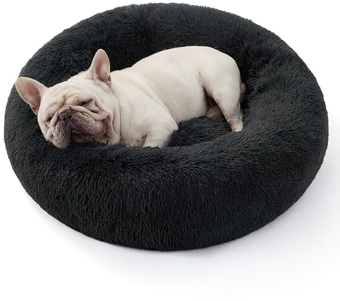BEDSURE Katzenbett waschbar Flauschiges Hundebett - Ø 70 cm Katzenschlafplatz für Katzen und Hunde, plüsch Katzenkissen rund Kuschelbett, Dunkelgrau