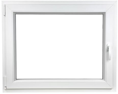ALUCON Kellerfenster 700x500 mm – Fenster 70x50 cm – Kunststofffenster Innen Weiß/Außen Weiß – Flügelfenster DIN Links