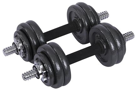 Endless Set di manubri regolabili in ghisa, 10 kg, perfetti per bodybuilding, fitness, sollevamento pesi e allenamento a casa o in palestra, colore nero