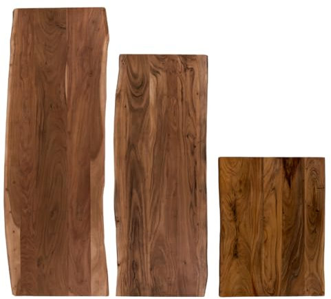 trelevo Waschtischplatte 60x60 cm, Akazienholz massiv 26mm, Tischplatte nussbaumfarben, Baumkantenplatte als Waschtisch für Aufsatzwaschbecken