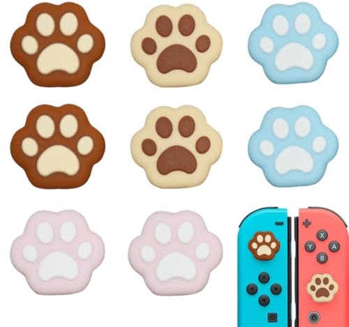 EIR 8 Pcs Katzenpfotenform Daumengriffkappen,Weiche Silikon-Joystick-Abdeckung,Switch Joystick Kappen,Joystick Kappen Switch,Thumb pad Cover,Switch Zubehör