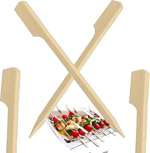 Lot de 100 brochettes à sandwich plates en bois de 18 cm, 100 % compostables et biodégradables pour barbecue, kebabs, cocktails, buffets