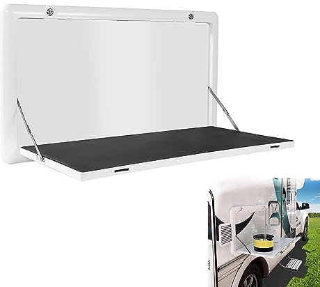 Generisch RV-Klapptisch, Wandklapptisch, RV-Klapp-Picknicktisch, Außentisch, abschließbares Wandtisch-Set aus Aluminiumlegierung (Farbe: Weiß B)