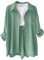 CheChury Completo Donna Elegante 2 Pezzi in Lino Estivo Camicia a Maniche Lunghe e Pantaloncini Set Tuta Casual Completi Sportivo Camicie con Bottoni Pantaloncini con Coulisse Spiaggia Lavoro Vacanza