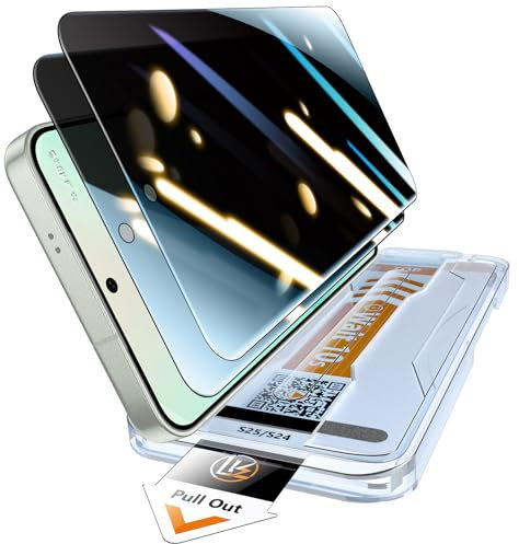 LK Sichtschutz Panzer Schutz Glas für Samsung Galaxy S25 Schutzfolie,2 Stück Anti-Peeping Schutzglas, 9H Härte Folie,[Auto-Installation], 0 Staub & Blasen, Anti-Fingerabdruck, HD-Klar S25/S24 Folie