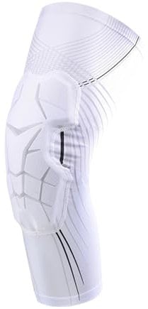 AHIOJEGX Knee Braces 1Pcs Knee Pads and Shin Guards Sleeves for Soccer Basketball Wrestling Softball Volleyball Sports Daily Support(White,L)