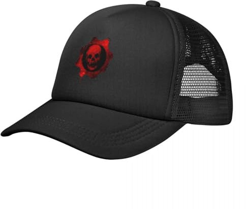UIOPPIOS Gears of-Wars Mesh Baseballkappe Erwachsene Mode Trucker Arbeiter Kappe Videospiele Hut Verstellbare Polyester Sport Kappe Herbst