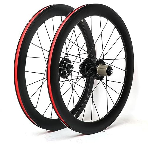 20 Zoll 451 Klapprad/BMX-Laufradsatz V-Brake-Felgen Scheibenbremsnaben Abgedichtetes Lager Unterstützt 8-9-10-11-Gang-Kassetten Schnellspanner Vorne 100mm Hinten 135mm(Black_20 Inch)