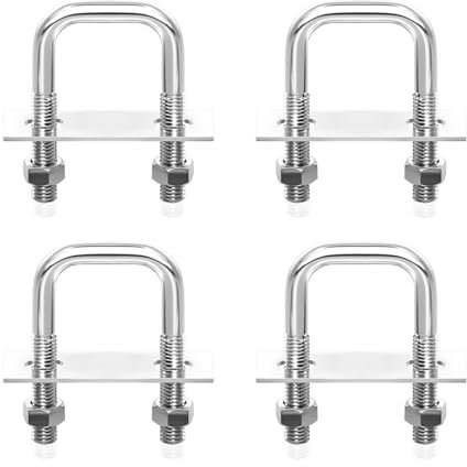 4 Stück Bügelschraube, M8 65mm X 80mm U Bügel Mit Gewinde Edelstahl U-Schrauben Bügelschrauben Bügelbolzen für Zaunbefestigung Auto Abschleppen Schiffen Reparatur