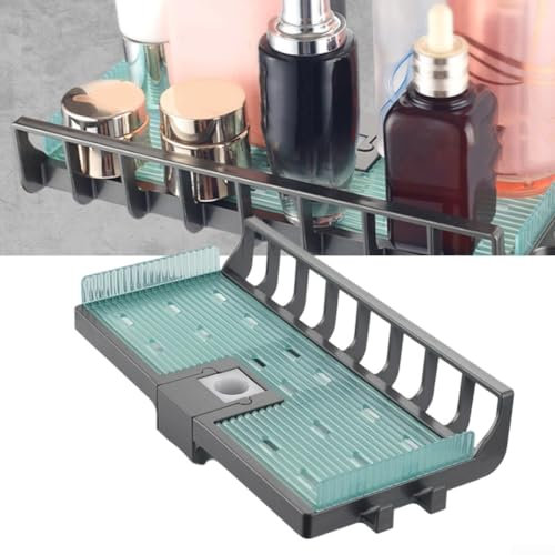 Étagère de rangement moderne pour tringle de douche, étagère multifonction avec crochet de suspension, installation sans perçage, gris