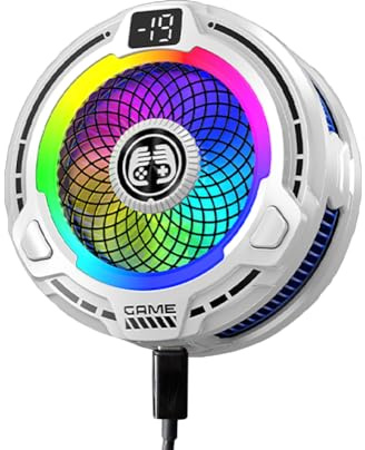 CEIEOE Magnetic Phone Cooler USB Cooling Fan for Gaming Portable with Smart Temp Control and RGB Light Lightweight Phone Radiator with Larger Cooling Area for Phone/Tablet/IPad (White)