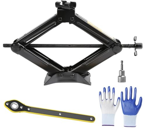 Siocok 2Ton Scissor Jack for Car With Ratchet, Labor-saving Design | Thickened Steel Plate and Electric Drill Compatible, for Cars and SUV Universal Car Emergency Kit, Tyre Repair Changing Tool