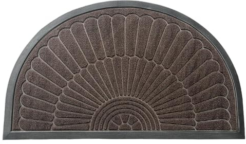 Zerbino Semicircolare, zerbino Inciso in Gomma Per Esterno, Tappeto IngressoCasa Mezzaluna 50x80 cm, Tappetino Semicerchio Classico, Per Interni Ed Esterni