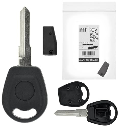 MT-KEY Auto Zünd Schlüssel Rohling HU49 + ID42 Transponder Wegfahrsperre kompatibel mit Vw Caddy II 9Kv 98-00 T4 Transporter 7D 98-01