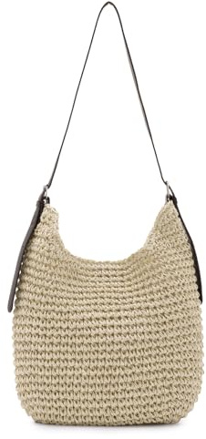 EVEOUT Women Straw Shoulder Bag with Leather Strap Summer Boho Faux Raffia Woven Tote Bag for Beach Holiday Travel
