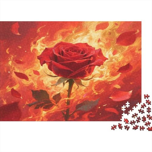 Puzzle 1000 Teile Rose Karton Umweltfreundlich Rose im Feuer Einzigartiges Weihnachts- & Geburtstagsgeschenk Erwachsene Familie 52x38cm