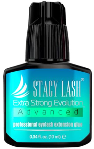 Stacy Lash Extra Strong Evolution Advanced Eyelash Extension Glue (0.34fl.oz/10ml)/1Sec Dry/6Weeks Retention/Black Adhesive/Lash Extension Supplies