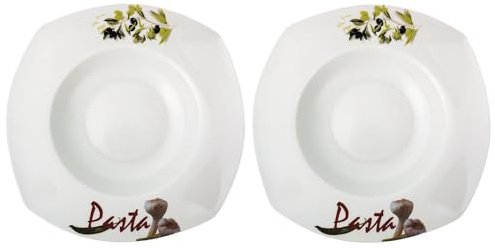 Generisch Pastateller mit Pasta-Druck 2er-Set, Porzellan, Ø 30 cm - Mediterranes Design