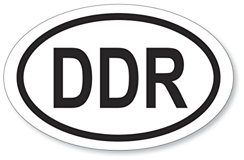 6 Stück Aufkleber DDR oval 9,5x14,5cm, Folienaufkleber schwarz weiß (Auf-519)