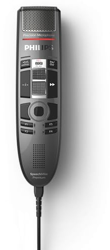 Philips SMP3710 SpeechMike Premium Touch USB Dictation Microphone for Crystal Clear Recording and Best Voice Recognition Results, Operation via Sensory Control Panel and Slide Switch, Anthracite