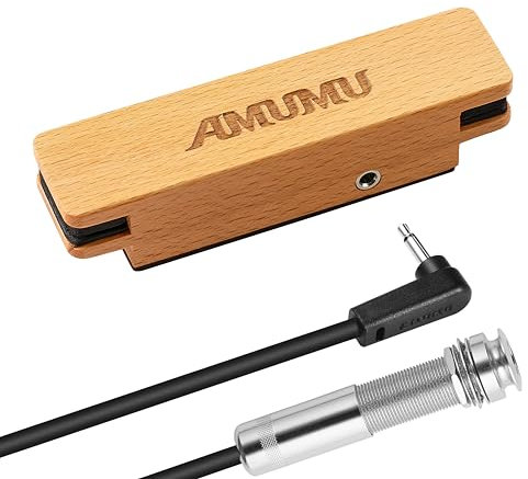 AMUMU SP31 Woody Magnetischer Schallloch-Tonabnehmer mit Seltenerd-Neodym-Magnet für Stahlsaiten-Akustikgitarren - Einzelspule, passiv, batteriefrei, klarer & ausgewogener akustischer Ton