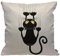 HGOD DESIGNS Dekorativer Kissenbezug mit Katze, Katze, Cartoon, Kratzwand, Baumwollleinen, Outdoor-Kissenbezüge, quadratisch, Standard-Kissenbezüge für Sofa, Couch, Bett, Auto, 45,7 x 45,7 cm, Schwarz
