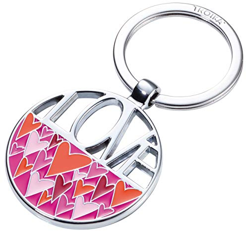 TROIKA CIRCLE OF LOVE – KR19-02/CH – Schlüsselanhänger – Valentinstag, Pärchen, Liebe – mit ausgestanztem LOVE Schriftzug und bunten Herzen – glänzend – mehrfarbig – TROIKA-Original
