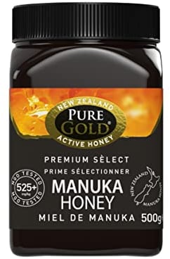 Pure Gold Manuka-Honig 525+ 500 g, Honig aus Neuseeland, im Kunststoffbehälter, MBO-zertifiziert und nach MPI-Standards