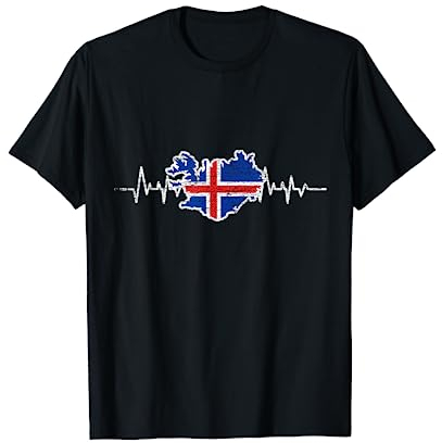 Herzschlag Isländische Flagge Geschenk Island T-Shirt