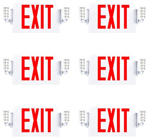 Sunco 6 Pack Red Exit Signs with LED Emergency Lights & Backup Battery