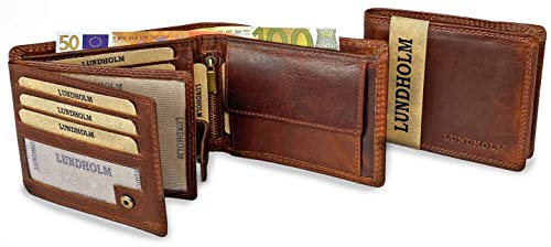 Lundholm Herren Leder Geldbörse mit RFID-Schutz Echtleder Geldbeutel Portemonnaie Geldbeutel für Männer I Brieftasche Wallet Sundsvall (12, Cognac)