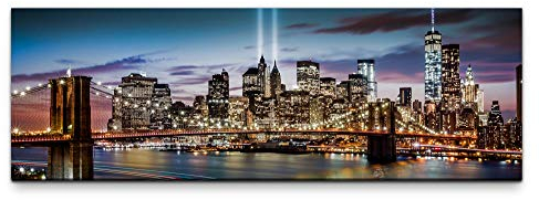 Eau Zone Leinwandbild auf Echtholzrahmen New York City Skyline 150x50cm