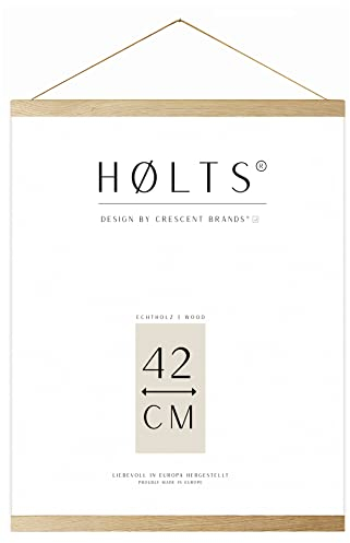 Magnetische Posterschienen aus Holz - Satz mit 4 Stangen inkl. Schnur, in PE-Folie eingeschweißt (Eiche, 42 cm)