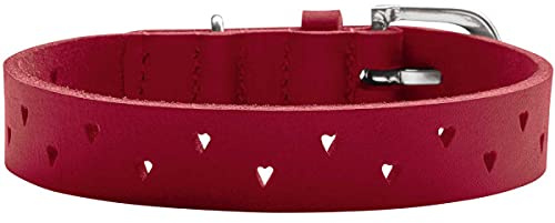 HUNTER Aalborg Soul Hundehalsband | Rindsleder, mit Herz-Stanzung, stark gefettet, robust, für Hundesport geeignet, Farbe: Rot, Größe: 25