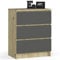AKORD Kommode K60 mit 3 Schubladen | für das Wohnzimmer Schlafzimmer Schrank Büro Arbeitszimmer | Modernes Funktionales Design | B60 x H77 x T40 cm, Gewicht 25 kgHandwerkliche Eiche