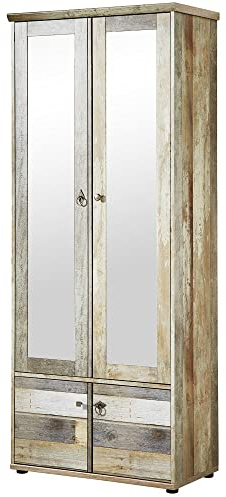 Lomadox Garderobenschrank Vintage Driftwood Braun, B/H/T ca. 78/188/40 cm