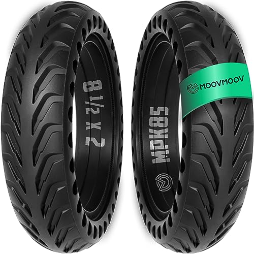 MOOVMOOV Vollgummireifen 8 1/2 x2 für Elektroroller - 2x Pannensichere escooter Reifen 8,5 Zoll (8 ½ x2) - Geeignet für Xiaomi Modelle und 8,5-Zoll-Räder - e scooter zubehör hartgummireifen MPK85