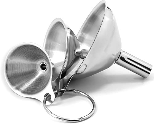 Anaeat Stainless Steel Mini Kitchen Funnel Set, 3 Pack Durable Metal Filling Funnels for Transferring Liquid, Dry ingredients, Cosmetic Lotion, Fluid, Spices, Powder - Food-Grade & High Heat Resistant