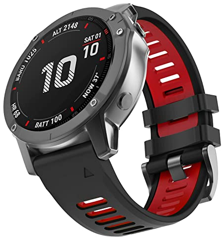 MYSNBKN Armband für Garmin Fenix 6X /Fenix 6X Pro/Fenix 5X /Fenix 5X Plus/Fenix 7X/Fenix 8 51mm/Fenix 3 /Fenix 3 HR, 26mm Breite Silikon Estrazarmband Quick-Fit Uhrenarmband für Garmin