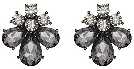 EVER FAITH Blumen Ohrstecker für Damen Mädchen Strass Kristall Hochzeits Braut Tropfen Ohrringe Grau