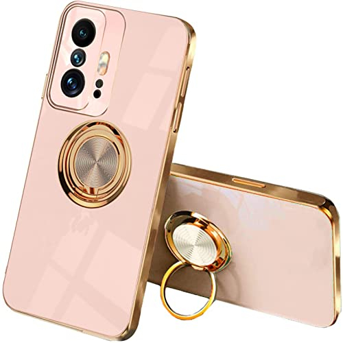 ILING Cover per Xiaomi 11T Pro 5G/Xiaomi 11T 5G, Cabina Silicone Colorato Case Proteggi la Fotocamera, Custodia Antiurto Ultrasottile da Donna Elegante Guscio con Supporto (Rosa)